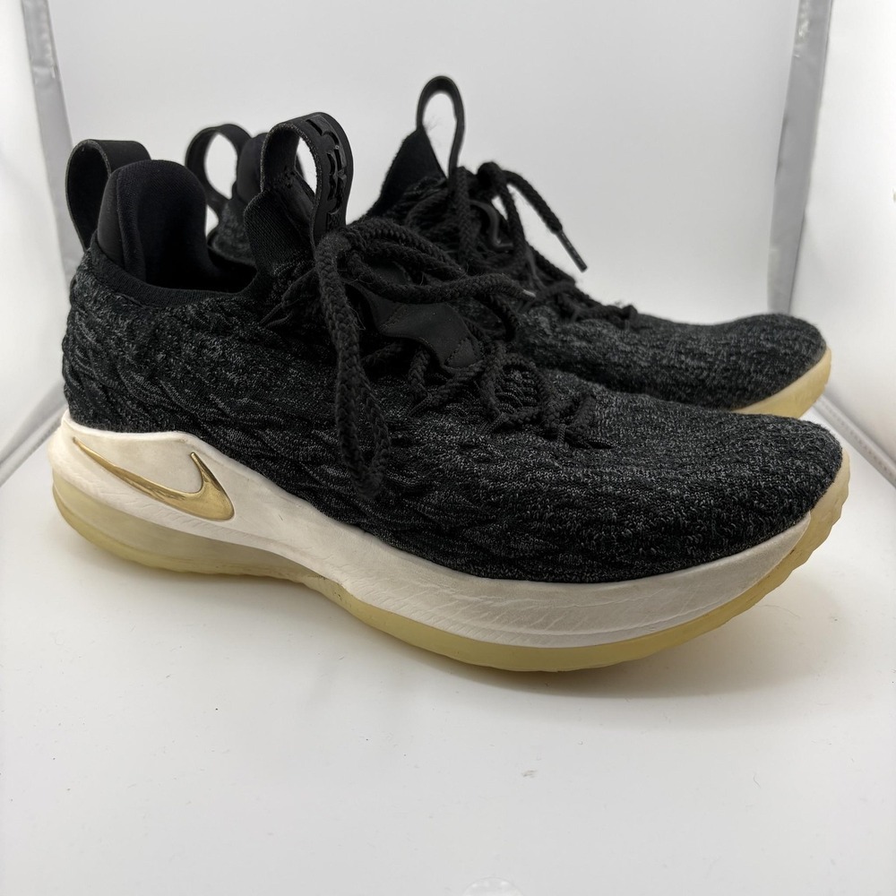 Nike LeBron 15 Low Mens 8 Black Gold Basketball Sneakers Athletic Sport Gym